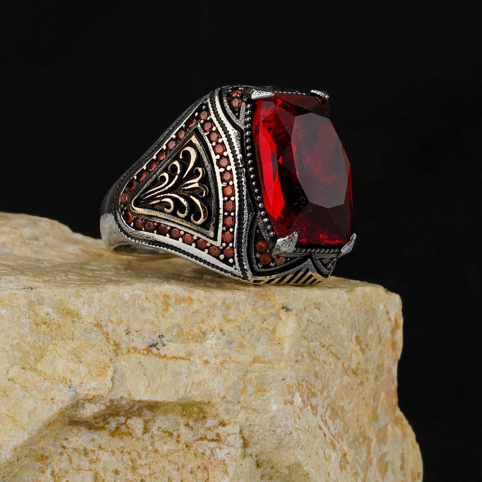 Alexandrite Stone Mistik Topaz Natural Handmade Silver Ring For Men-Boutique Spiritual
