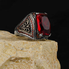 Alexandrite Stone Mistik Topaz Natural Handmade Silver Ring For Men-Boutique Spiritual