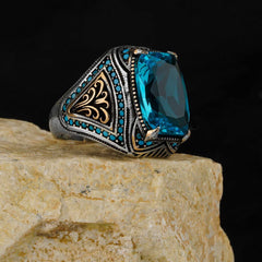Alexandrite Stone Mistik Topaz Natural Handmade Silver Ring For Men-Boutique Spiritual