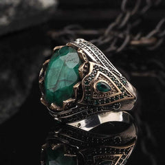 Emerald Ring, Turkish Men Ring Limited Edition Handmade Design-Boutique Spiritual