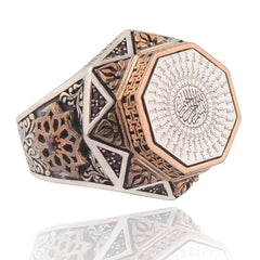 Bismillah Written Islamic Ring, Zirconia Stone Silver Ring Engraved Design-Boutique Spiritual