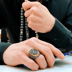 Islamic Calligraphy Agate Aqeeq Stone Limited Edition Ring-Boutique Spiritual