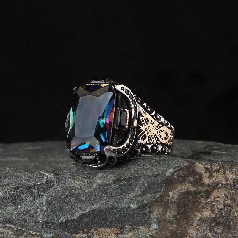 Alexandrite Mystic Topaz Silver Handmade Men's Ring - Boutique Spiritual