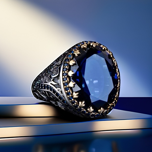 Turkish Sapphire Ring Handmade Limited Edition Design-Boutique Spiritual