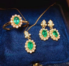 Vintage Emerald Jewelry Set for Women-Boutique Spiritual