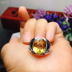 Citrine Men Ring, Handmade Pure Silver Ring-Boutique Spiritual