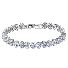 14K White Gold Roman Moissanite Bracelet for Women-Boutique Spiritual