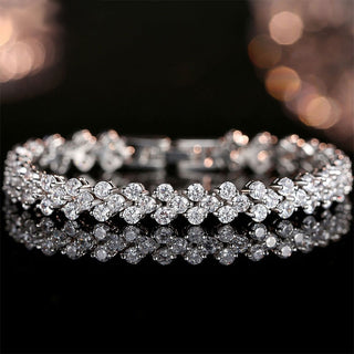 14K White Gold Roman Moissanite Bracelet for Women