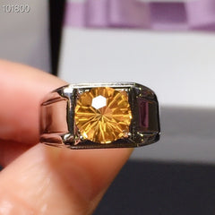 Citrine Men Ring, Handmade Silver Ring-Boutique Spiritual