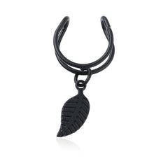 Leaf Feather Clip Earrings-Boutique Spiritual