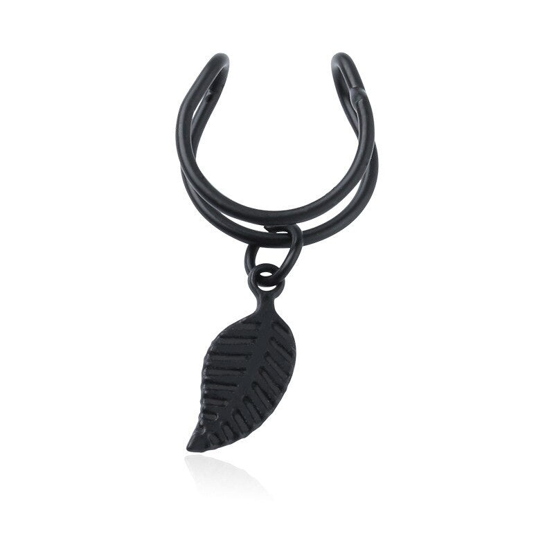 Leaf Feather Clip Earrings-Boutique Spiritual