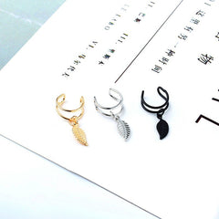 Leaf Feather Clip Earrings-Boutique Spiritual