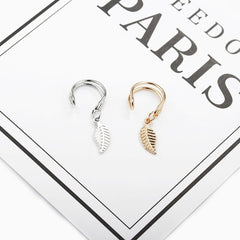 Leaf Feather Clip Earrings-Boutique Spiritual