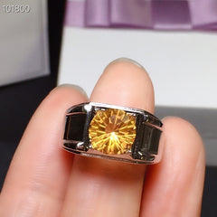 Citrine Men Ring, Handmade Silver Ring-Boutique Spiritual