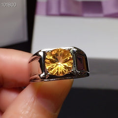 Citrine Men Ring, Handmade Silver Ring-Boutique Spiritual