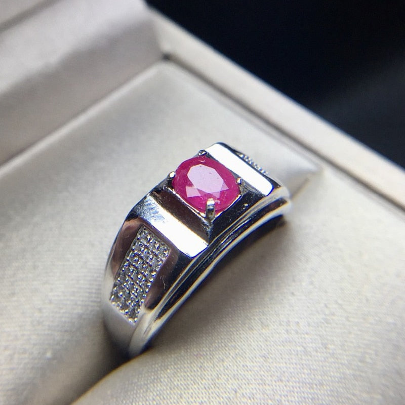 Ruby Ring Men - Platinum Plated Design-Boutique Spiritual