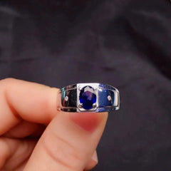 Blue Sapphire Ring, Handmade Silver Ring for Men - Boutique Spiritual