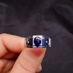 Blue Sapphire Ring, Handmade Silver Ring for Men-Boutique Spiritual