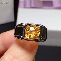 Citrine Men Ring, Handmade Silver Ring-Boutique Spiritual