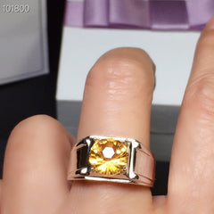 Citrine Men Ring, Handmade Silver Ring-Boutique Spiritual