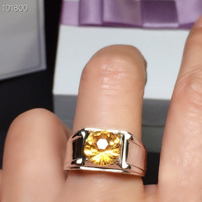 Citrine Men Ring, Handmade Silver Ring-Boutique Spiritual
