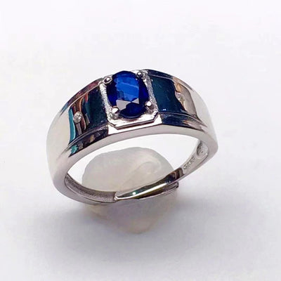 Blue Sapphire Ring, Handmade Silver Ring for Men - Boutique Spiritual