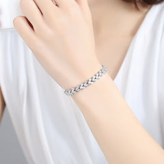 14K White Gold Roman Moissanite Bracelet for Women-Boutique Spiritual