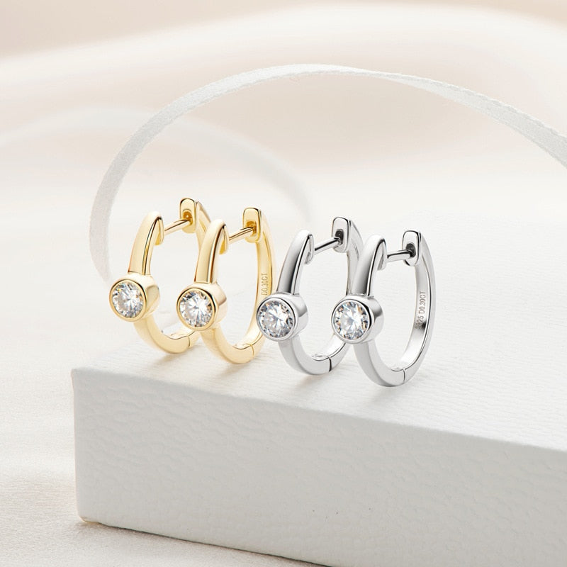Boutiques White Gold GRA certified Moissanite Hoop Earrings For women-Boutique Spiritual