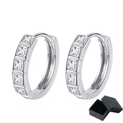 Princess Cut White Gold Moissanite Hoop Earrings GRA certified-Boutique Spiritual