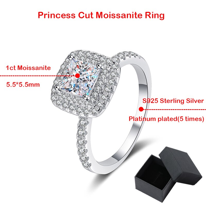 Boutiques 1ct Princess Cut Moissanite Rings Premium Design-Boutique Spiritual
