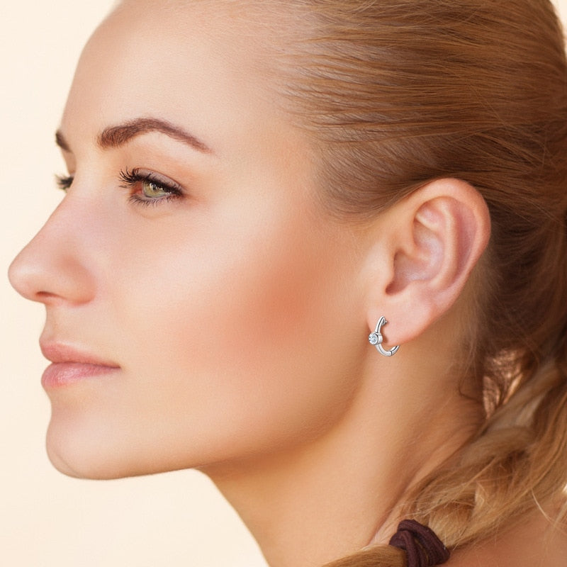 Boutiques White Gold GRA certified Moissanite Hoop Earrings For women-Boutique Spiritual