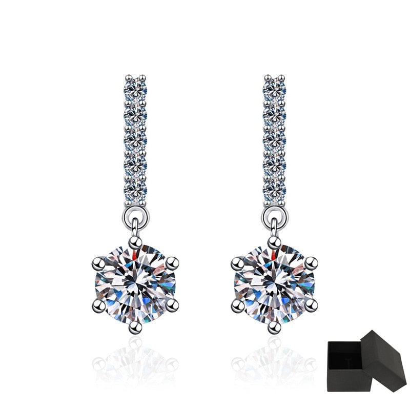 Sterling Silver 1CT 6.5MM Moissanite Drop Earrings GRA certified-Boutique Spiritual