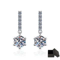 Sterling Silver 1CT 6.5MM Moissanite Drop Earrings GRA certified-Boutique Spiritual