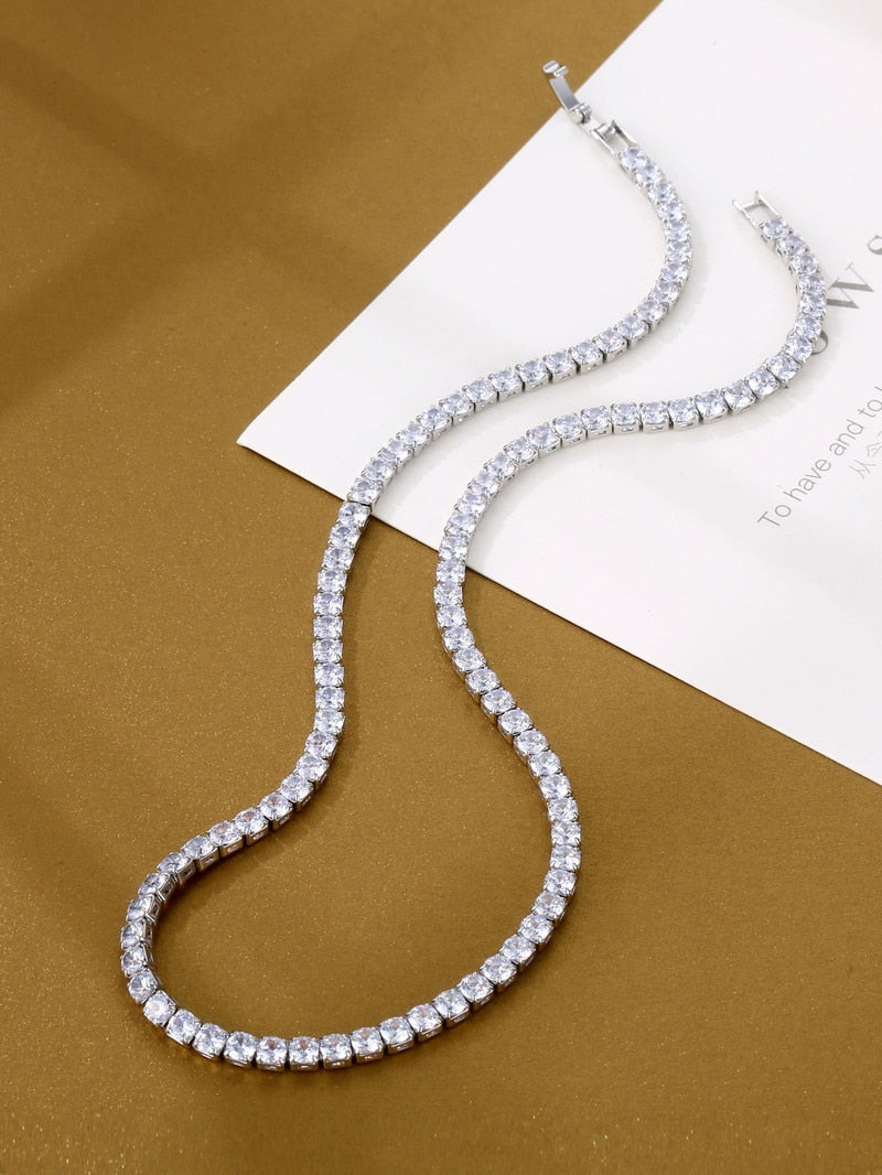 White Gold Lab Moissanite Necklace for Women-Boutique Spiritual
