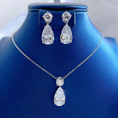 Water Drop Moissanite Silver Jewelry Set for Women-Boutique Spiritual