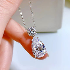 Water Drop Moissanite Silver Jewelry Set for Women-Boutique Spiritual