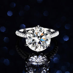 White Gold Plated 5ct Genuine Moissanite Solitaire Ring Premium Design-Boutique Spiritual