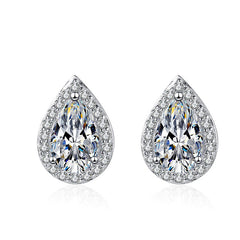 Boutiques White Gold 1ct Pear Cut Earrings GRA certified-Boutique Spiritual