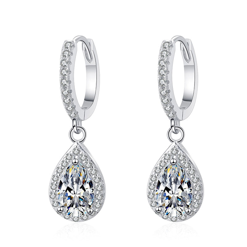 Boutiques White Gold 1ct Pear Cut Earrings GRA certified-Boutique Spiritual
