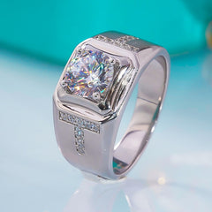 Men Moissanite Ring - White Gold Plated-Boutique Spiritual