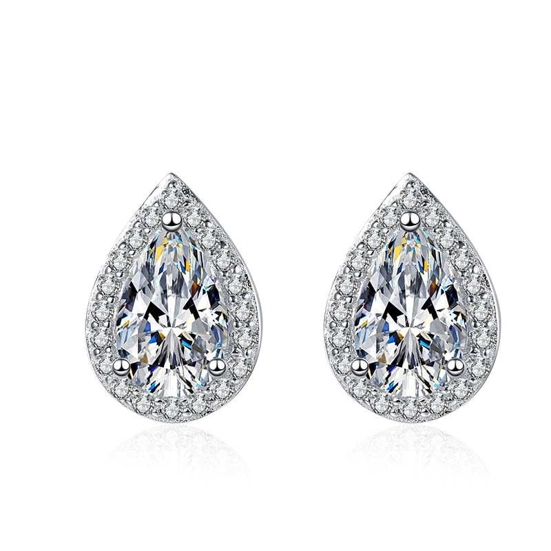 Boutiques White Gold 1ct Pear Cut Earrings GRA certified-Boutique Spiritual