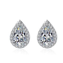 Boutiques White Gold 1ct Pear Cut Earrings GRA certified-Boutique Spiritual