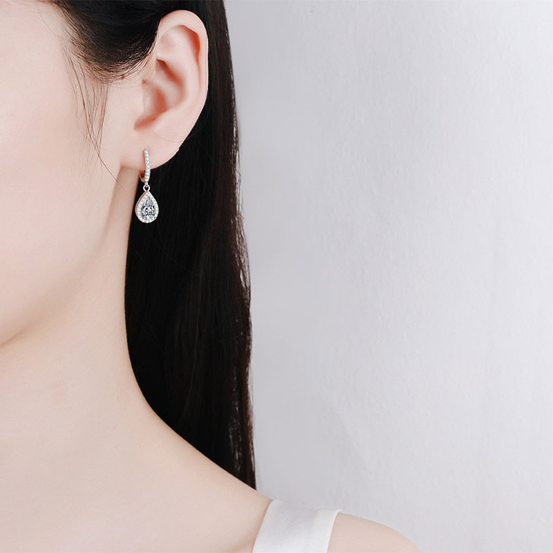 Boutiques White Gold 1ct Pear Cut Earrings GRA certified-Boutique Spiritual