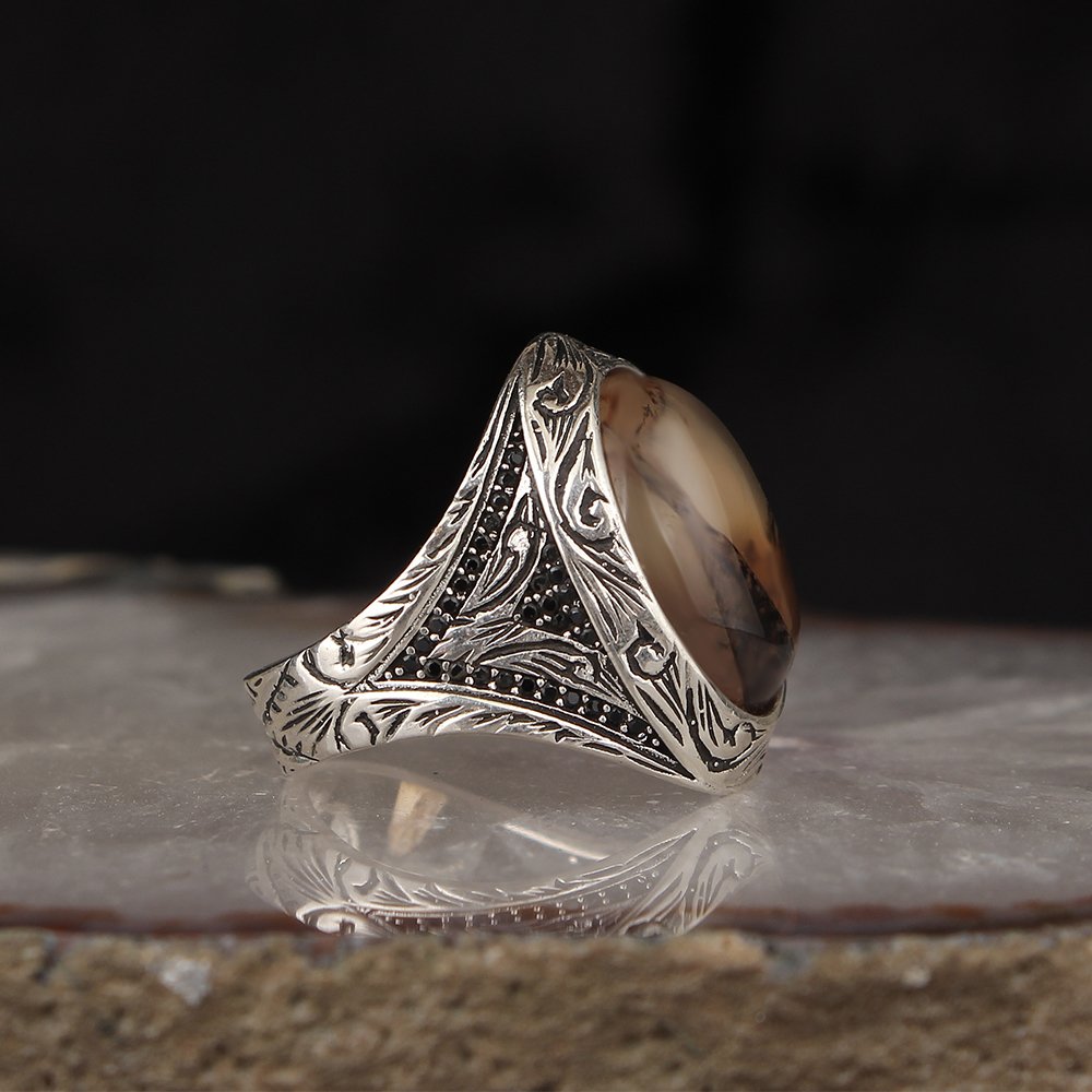 Yemeni Aqeeq Pure Silver Original Men Ring-Boutique Spiritual