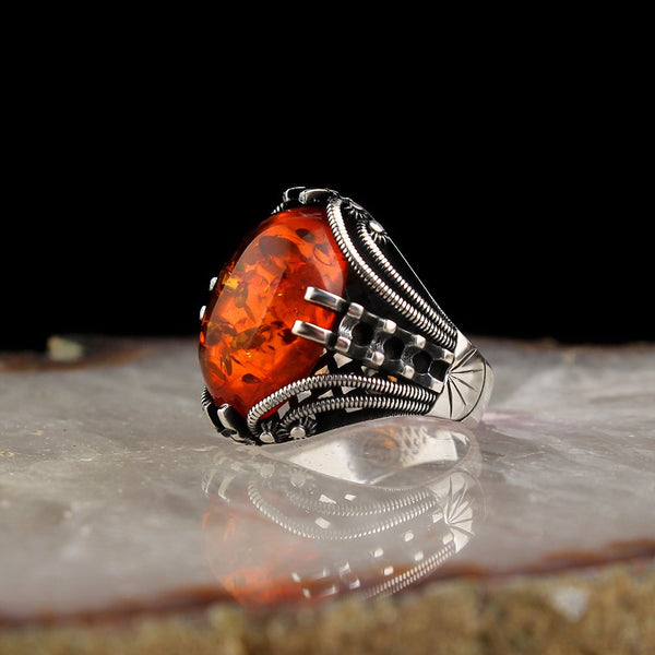Amber Ring, Silver Exclusive Islamic Turkish Limited Edition Ring-Boutique Spiritual
