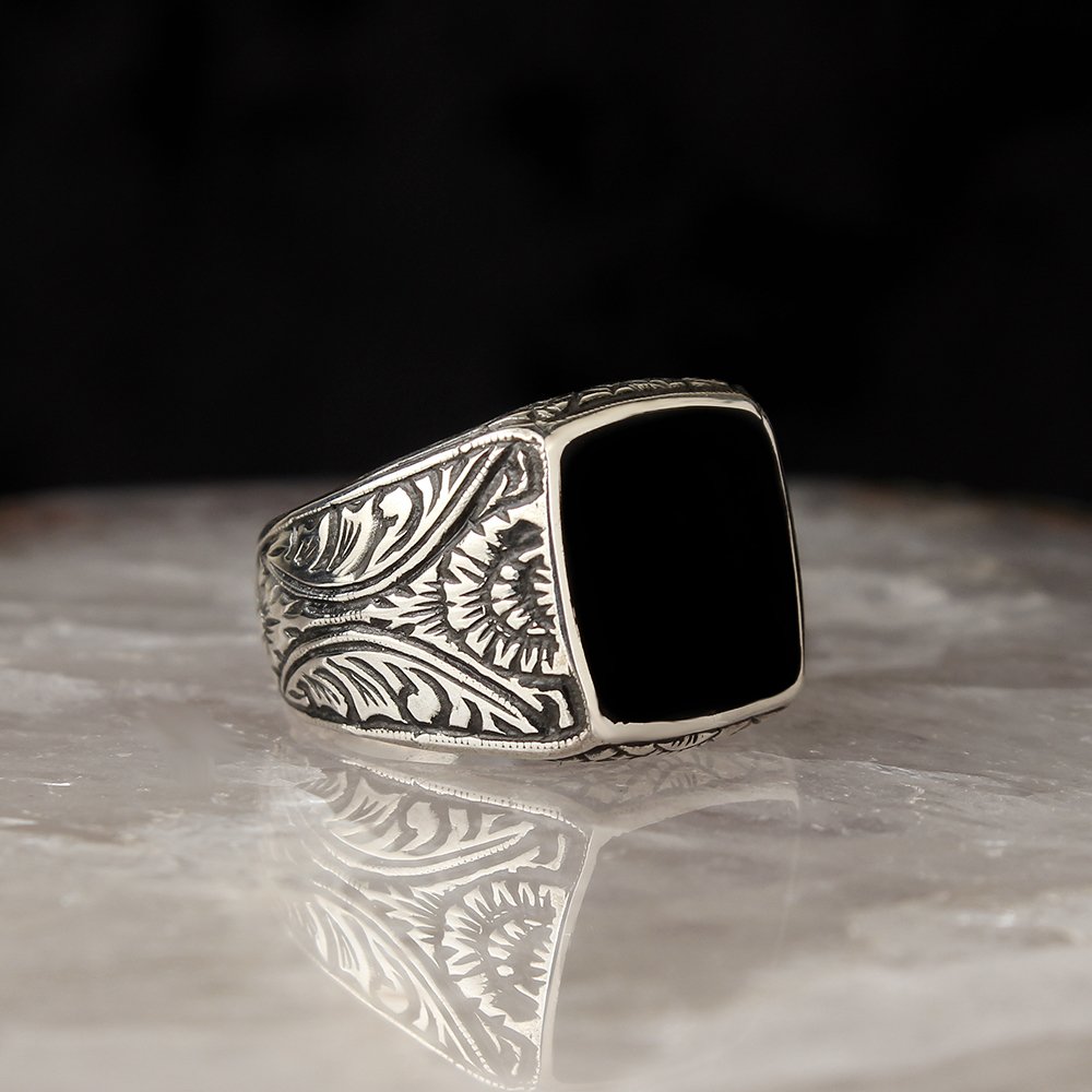 Evil eye Ring, Onyx Silver Islamic Limited Edition Ring-Boutique Spiritual