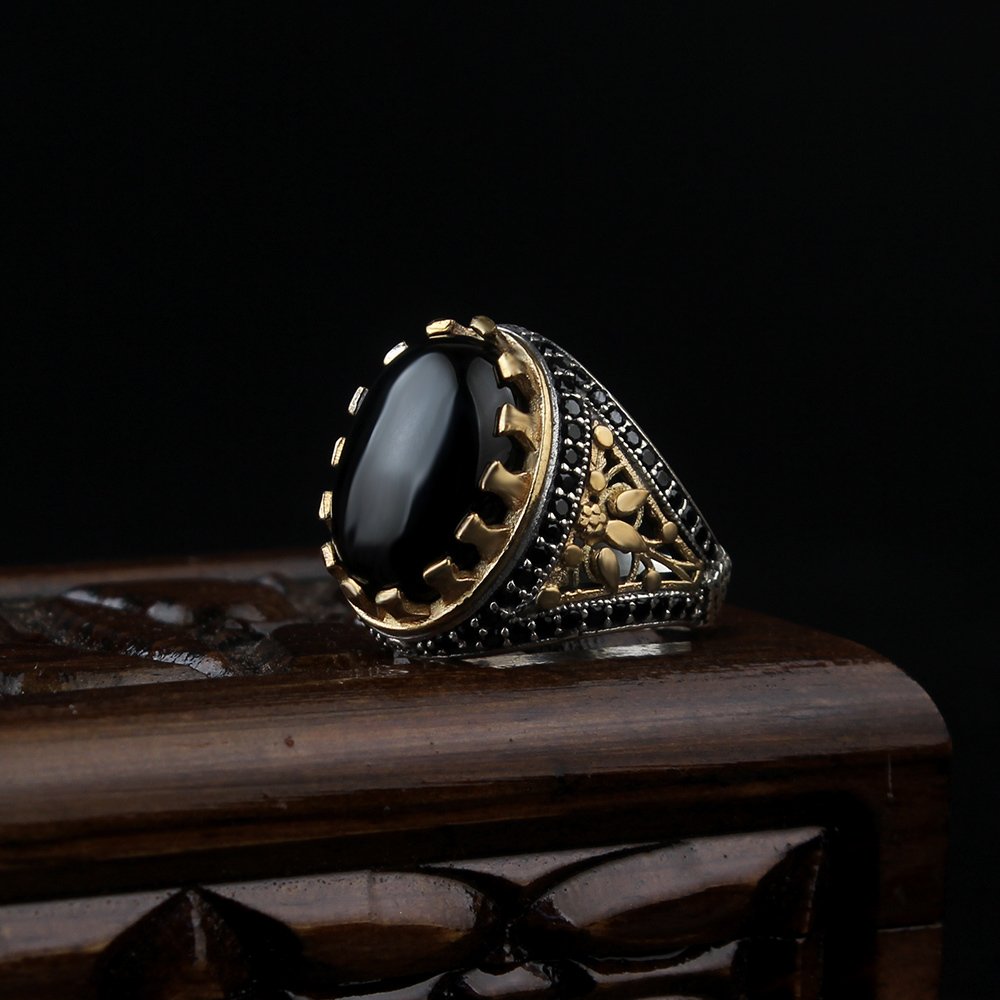 Evil eye Ring, Onyx Silver Islamic Turkish Limited Edition Ring-Boutique Spiritual