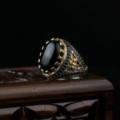 Evil eye Ring, Onyx Silver Islamic Turkish Limited Edition Ring-Boutique Spiritual