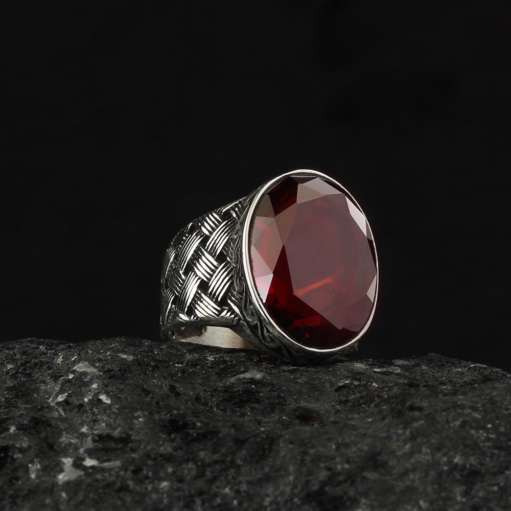 Red Zircon Ring, Silver Turkish Limited Edition Ring-Boutique Spiritual