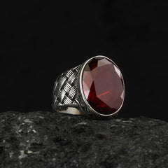 Red Zircon Ring, Silver Turkish Limited Edition Ring-Boutique Spiritual
